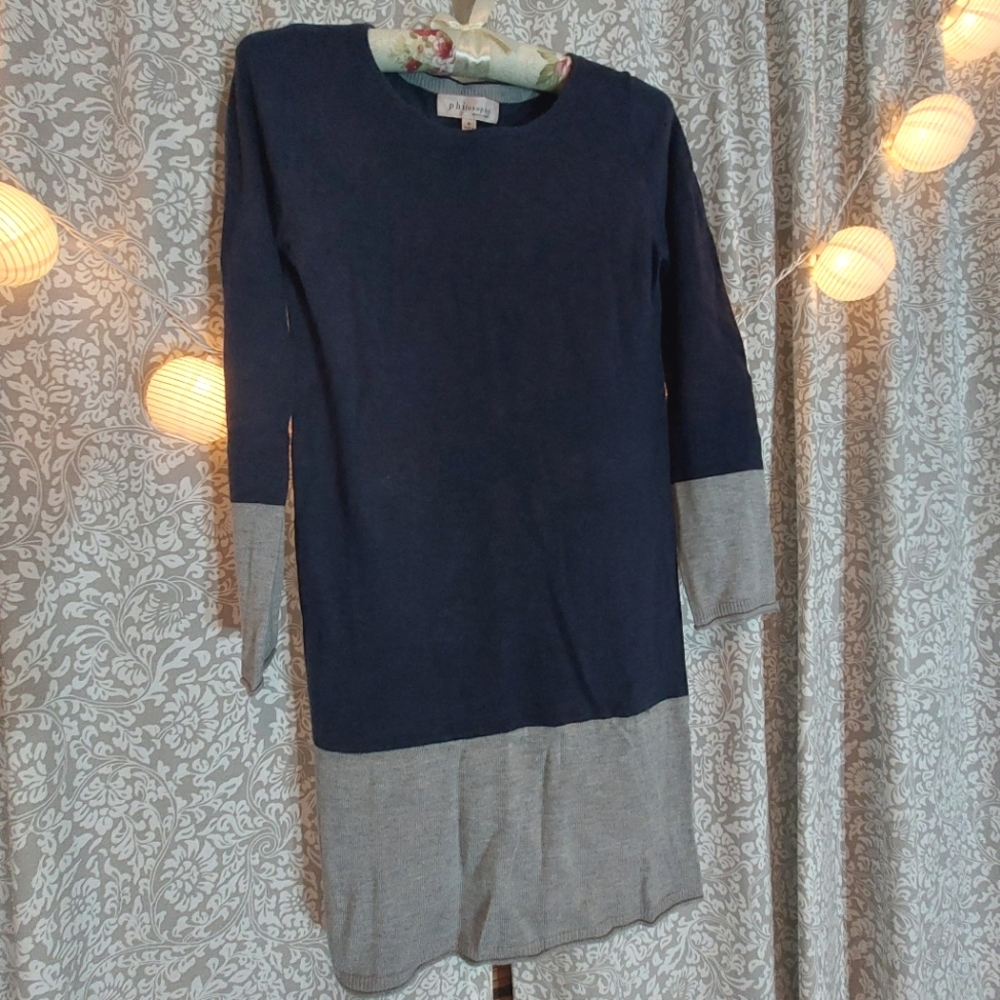 *Donated* Philosophy sweater dress SOFT! Gray & navy